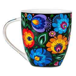 Folkstar - MUG STEFAN  - BLACK LOWICZ PATTERN 480 ml 5901845122290