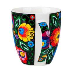 Folkstar - MUG STEFAN  - BLACK LOWICZ PATTERN 480 ml 5901845122290