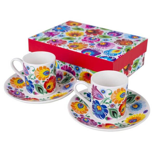 Folkstar - SET of TWOESPRESSO  CUPS BASIA LOWICZ WHITE / 21663/ 5901845128346